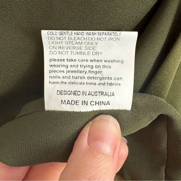 Elliatt Camo Green Asymmetric Satin Halter Mini Dress Size XS - Picture 8 of 8